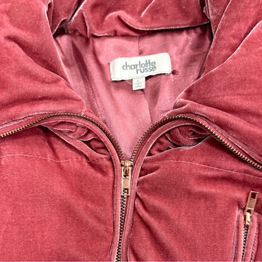Charlotte Russe Women's Rose Velvet Bomber Jacket